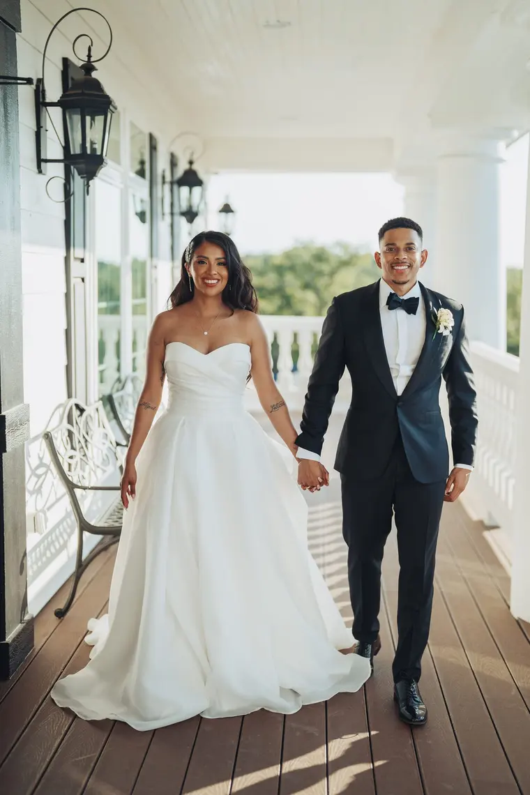 Hand in hand along the porch